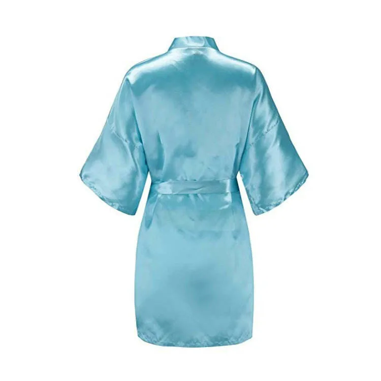 Wholesale Satin Silk Short Robes Women with Gold Glitter for Bride and Bridesmaid Wedding Designer Bridal Bathrobe