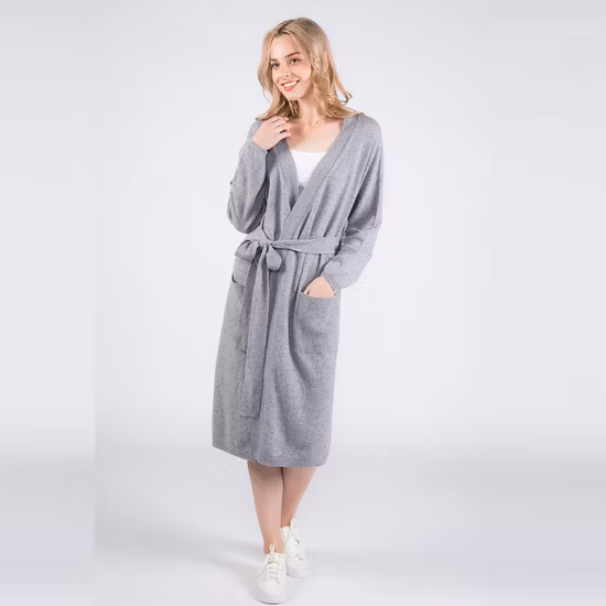 Aurora Nachtmantel aus 100 % königlichem Kaschmir, modischer, gestrickter Kaschmir-Freizeitmantel für Damen