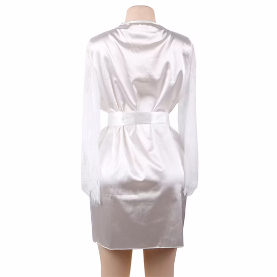 ODM-Großhandel plus Größen-weiße Braut-Frauen-Spitze-Satin-Robe