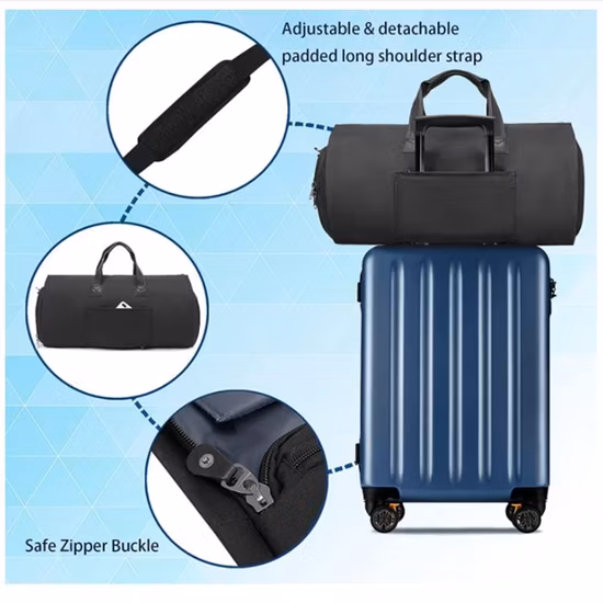 Umwandelbarer Kleidersack mit Schultergurt, Schuhfach, Handgepäck für Reiseanzüge, 2-in-1-Kleidertasche